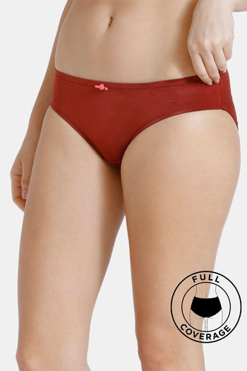 Buy Zivame Bloom Low Rise Full Coverage Bikini Panty - Red